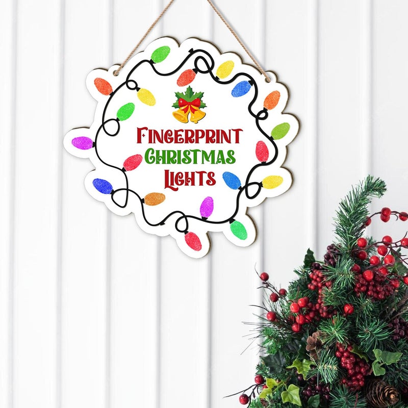 BEETHIS DIY Family Fingerprint Christmas Hanging Sign 2025, Fingerprint Lights, Baby's Handprint, Art Craft, Holiday Family Activity Memory Keepsake, Gift for Mom from Kids Toddler (Ink Not Included) - Image 2